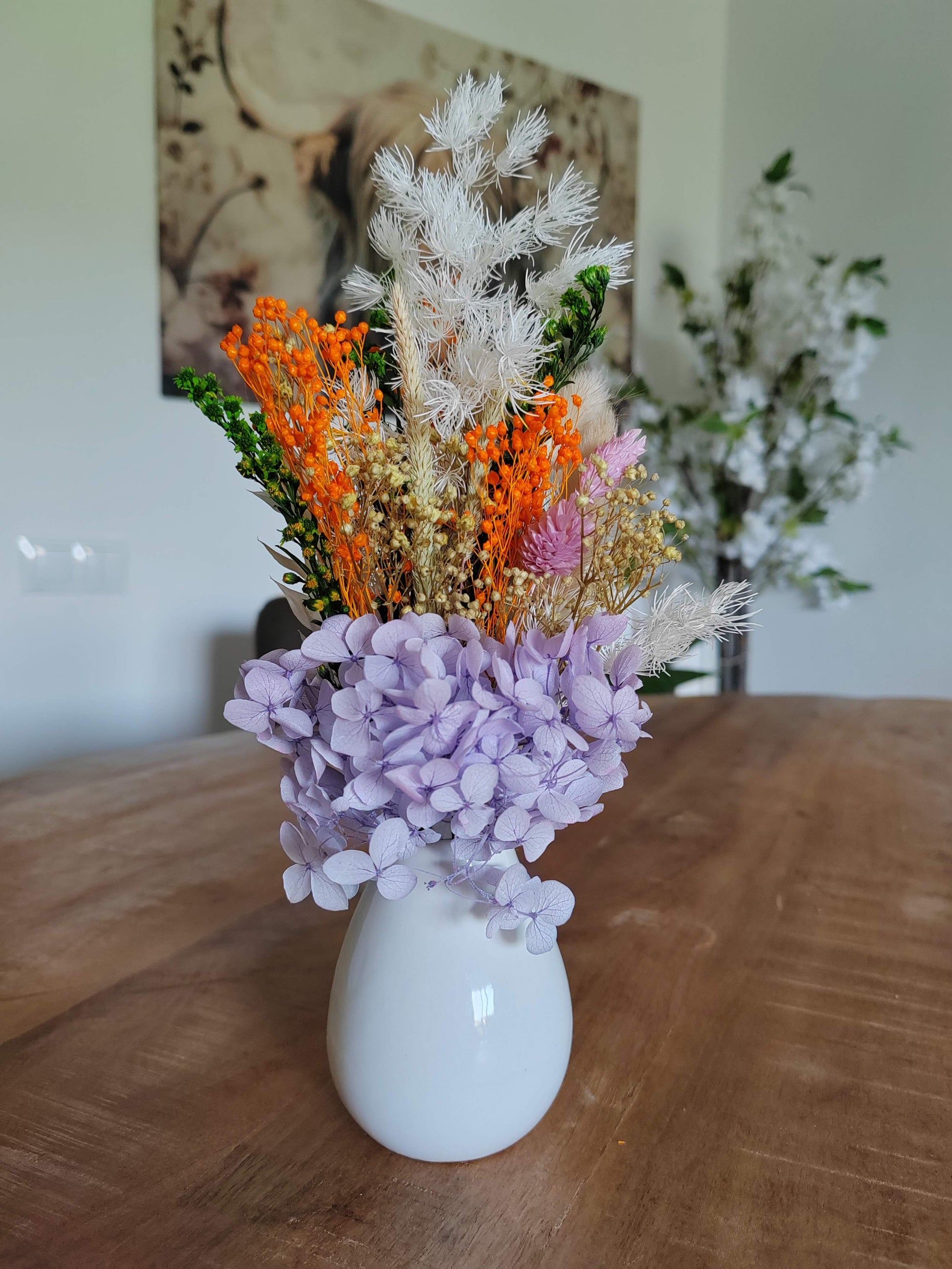 Cute dried flower vase white